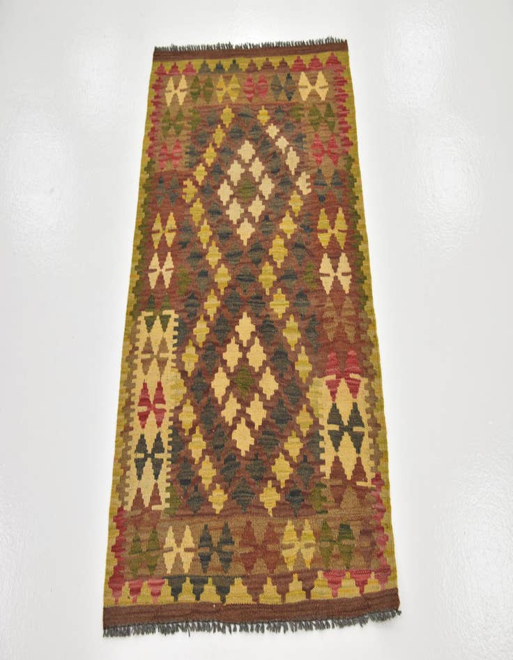 Detail image of  2' 8 x 4'  Hand Woven Kilim Maymana Wool Rug