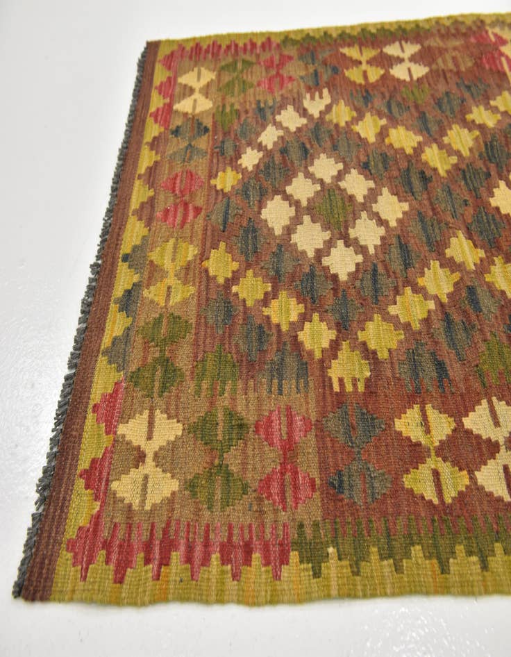 Detail image of  2' 8 x 4'  Hand Woven Kilim Maymana Wool Rug