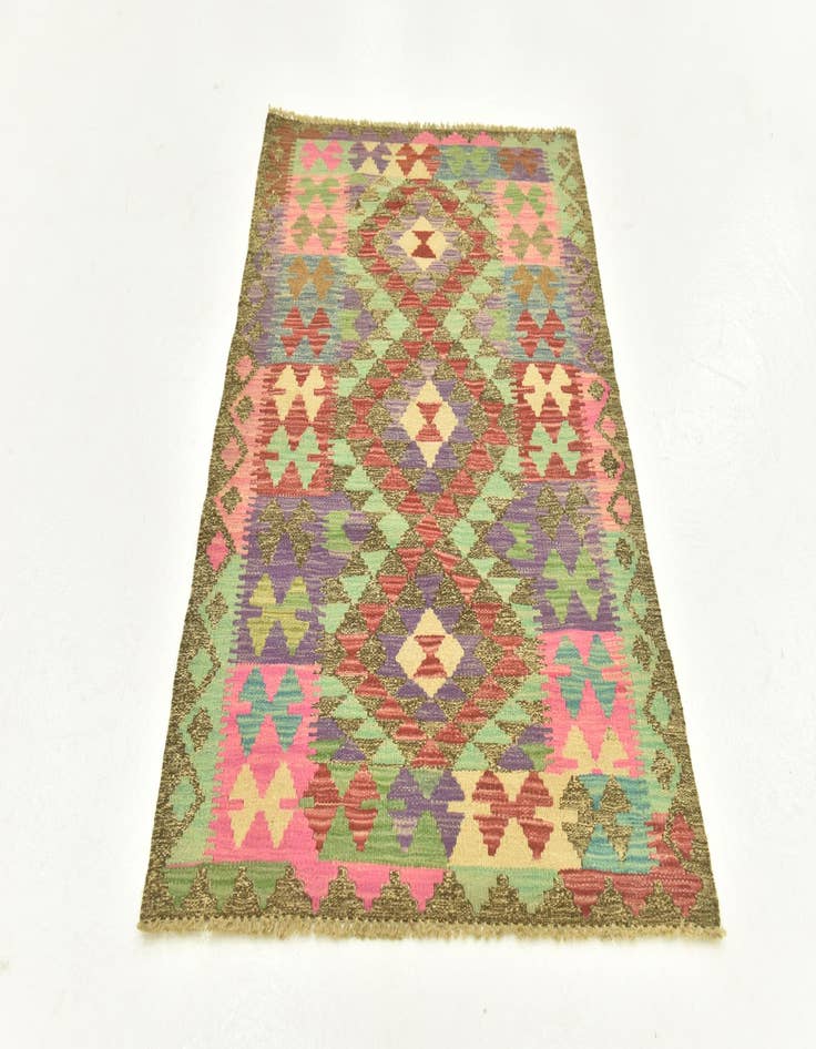 Detail image of  2' 8 x 4'  Hand Woven Kilim Maymana Wool Rug