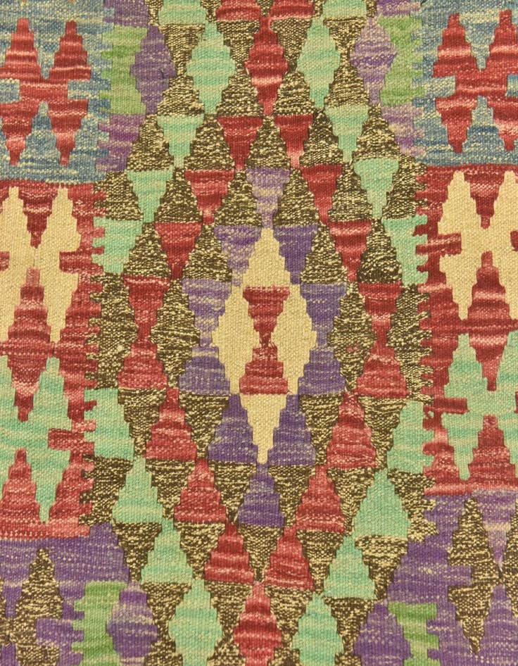 Detail image of  2' 8 x 4'  Hand Woven Kilim Maymana Wool Rug