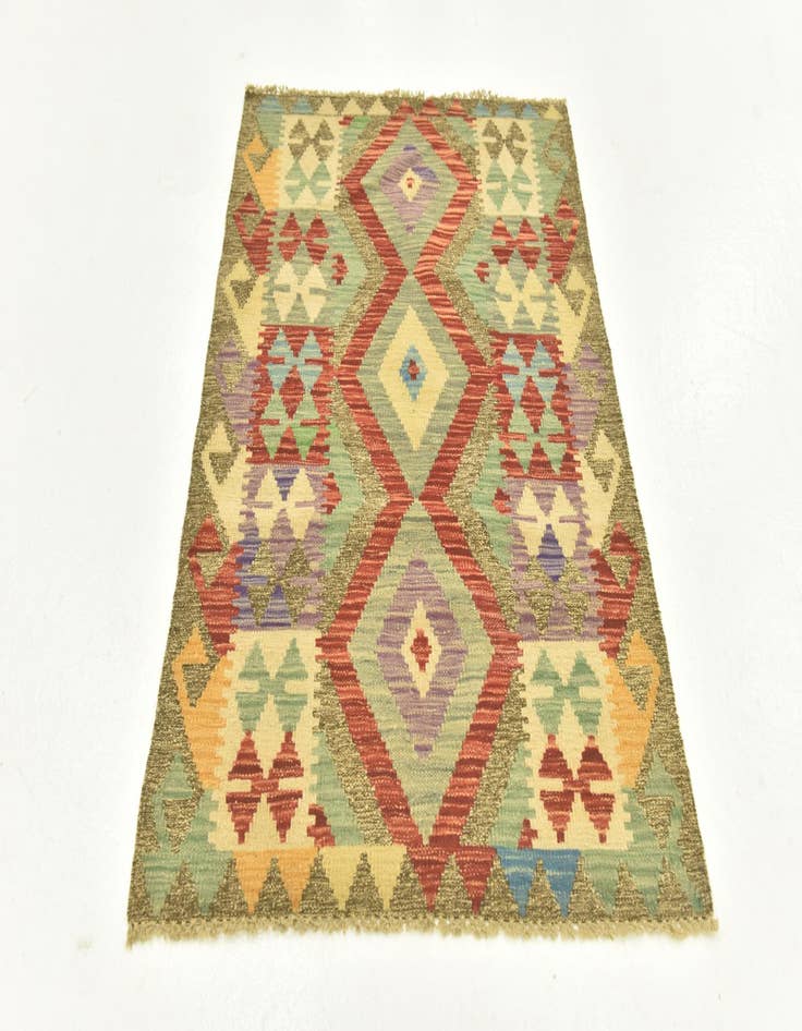 Detail image of  2' 9 x 4'  Hand Woven Kilim Maymana Wool Rug