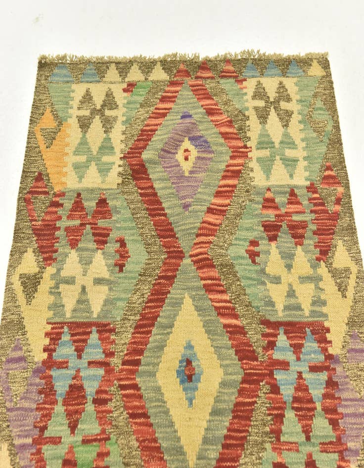 Detail image of  2' 9 x 4'  Hand Woven Kilim Maymana Wool Rug