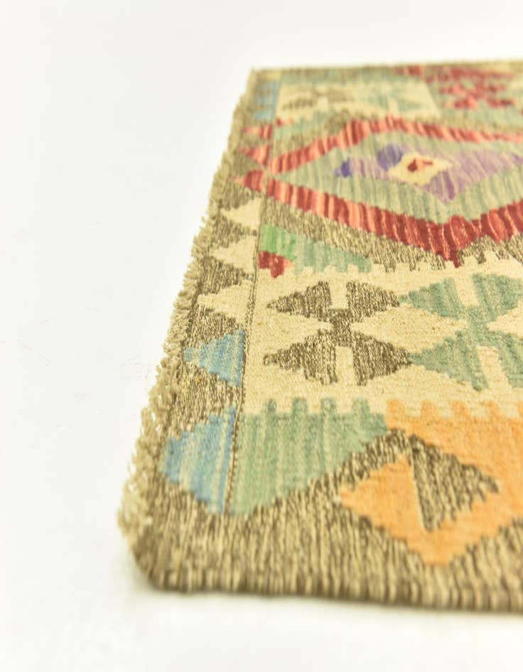Detail image of  2' 9 x 4'  Hand Woven Kilim Maymana Wool Rug