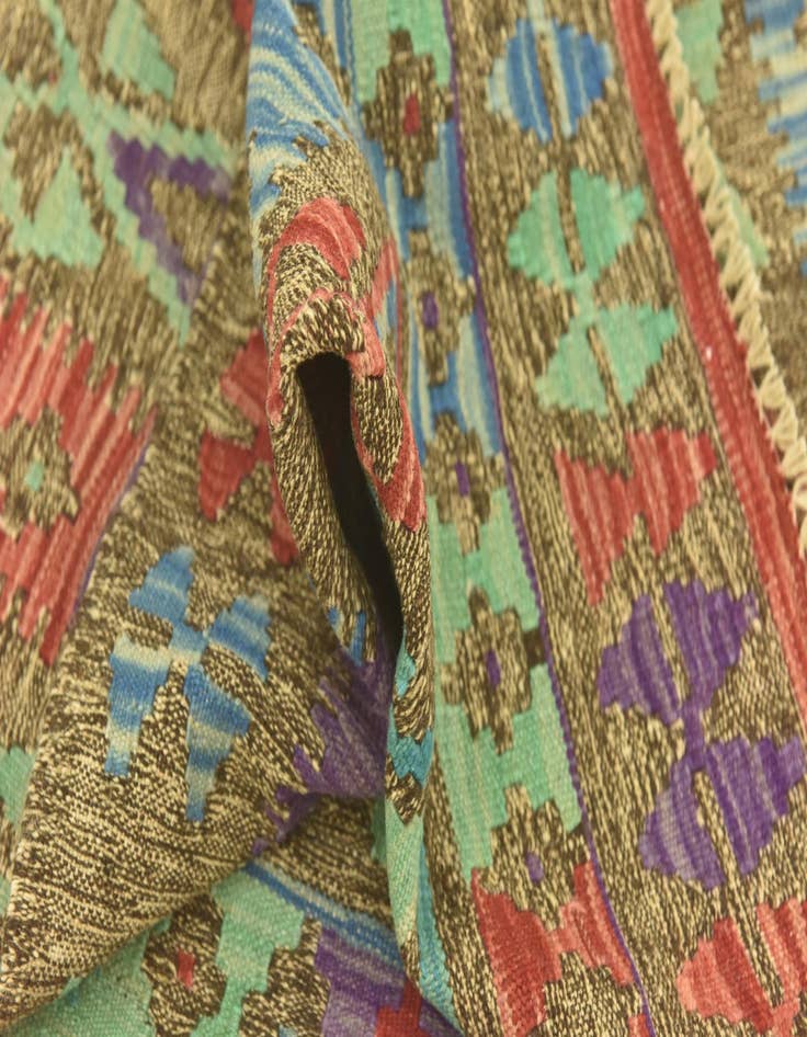 Detail image of 2' 8 x 4' 2 Hand Woven Kilim Maymana Wool Rug