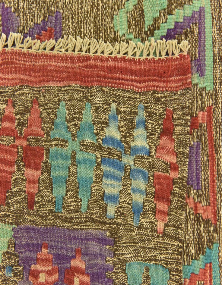 Detail image of 2' 8 x 4' 2 Hand Woven Kilim Maymana Wool Rug