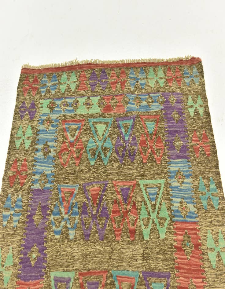 Detail image of 2' 8 x 4' 2 Hand Woven Kilim Maymana Wool Rug