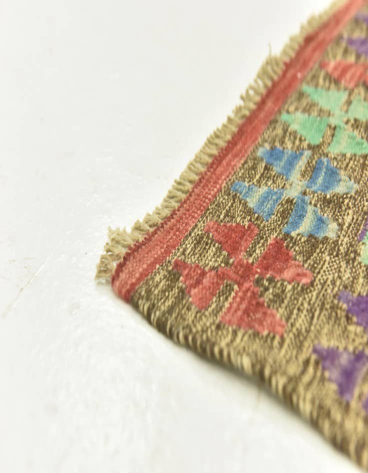 Detail image of 2' 8 x 4' 2 Hand Woven Kilim Maymana Wool Rug