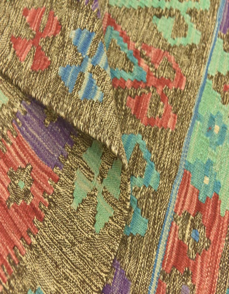 Detail image of 2' 8 x 4' 2 Hand Woven Kilim Maymana Wool Rug
