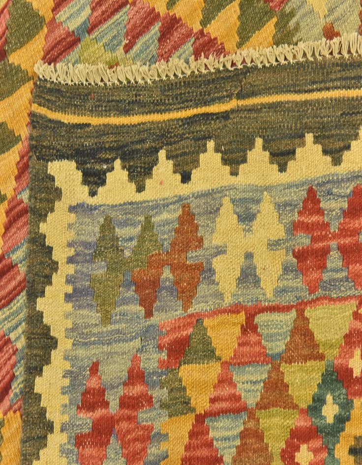 Detail image of  3' 1 x 6' 4  Hand Woven Kilim Maymana Wool Rug