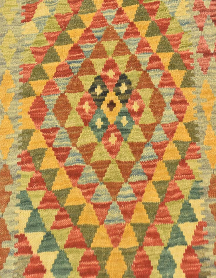 Detail image of  3' 1 x 6' 4  Hand Woven Kilim Maymana Wool Rug