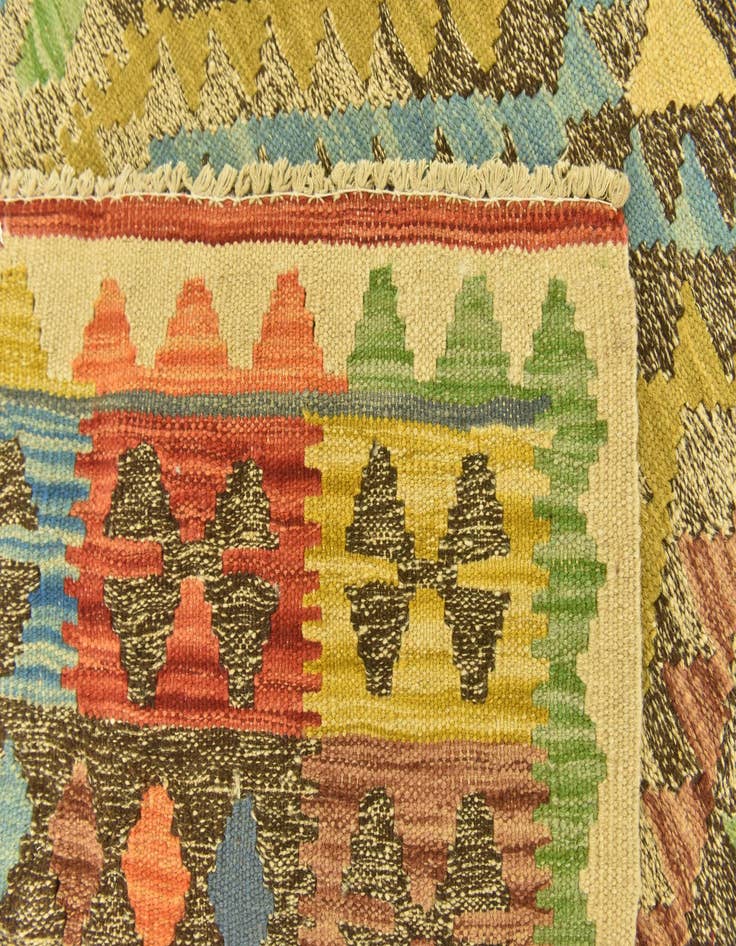 Detail image of  3' 8 x 6' 3  Hand Woven Kilim Maymana Wool Rug