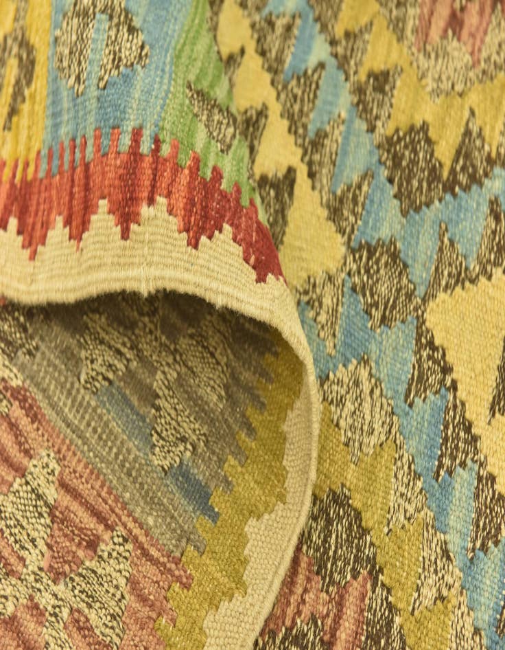 Detail image of  3' 8 x 6' 3  Hand Woven Kilim Maymana Wool Rug