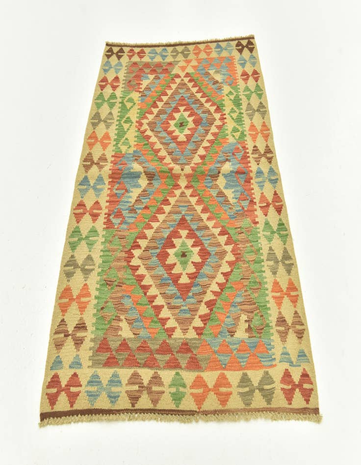 Detail image of  3' 6 x 4' 10  Hand Woven Kilim Maymana Wool Rug