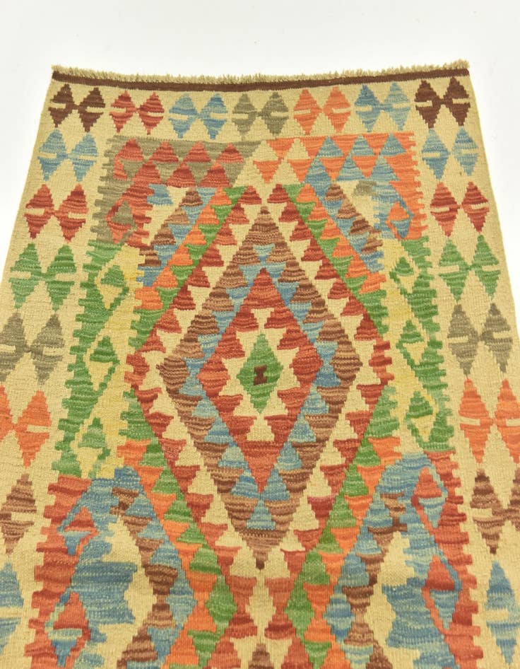 Detail image of  3' 6 x 4' 10  Hand Woven Kilim Maymana Wool Rug