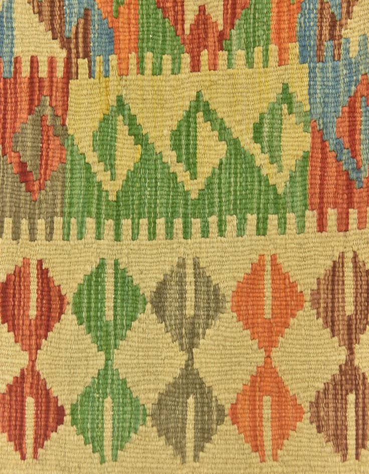 Detail image of  3' 6 x 4' 10  Hand Woven Kilim Maymana Wool Rug