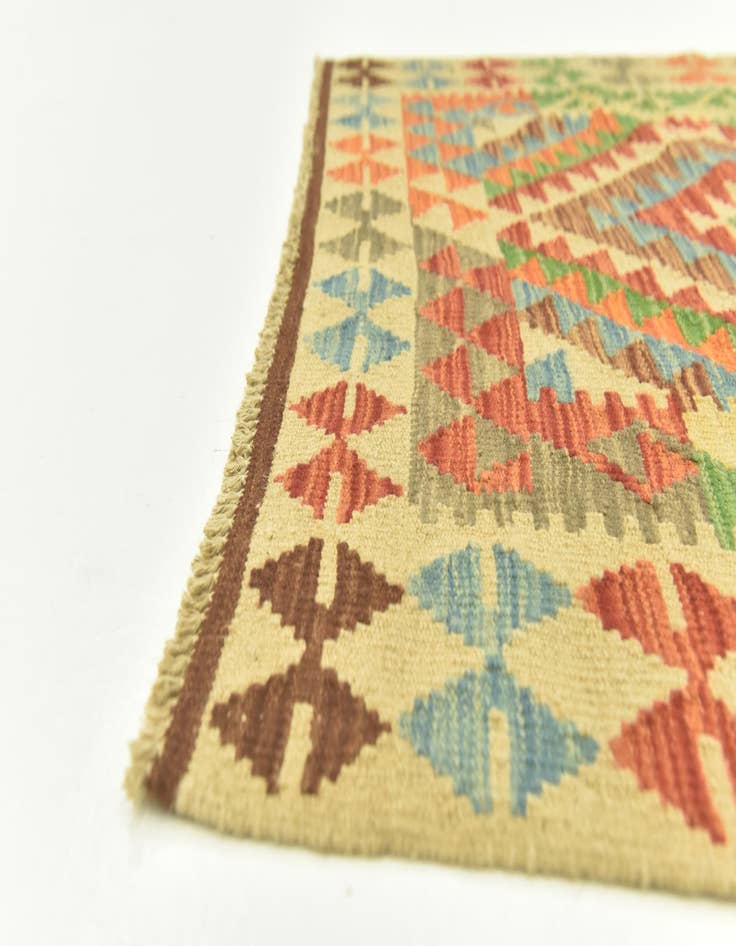 Detail image of  3' 6 x 4' 10  Hand Woven Kilim Maymana Wool Rug