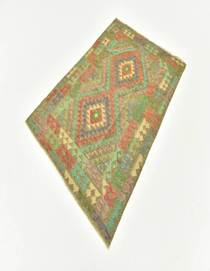 Detail image of  4' x 5' 7  Hand Woven Kilim Maymana Wool Rug