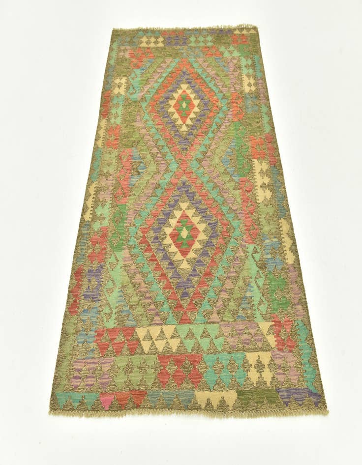 Detail image of  4' x 5' 7  Hand Woven Kilim Maymana Wool Rug