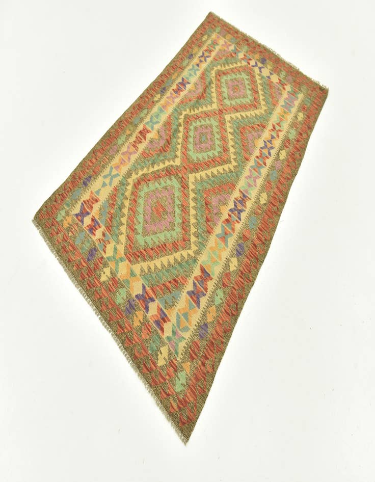 Detail image of  4' x 6' 4  Hand Woven Kilim Maymana Wool Rug