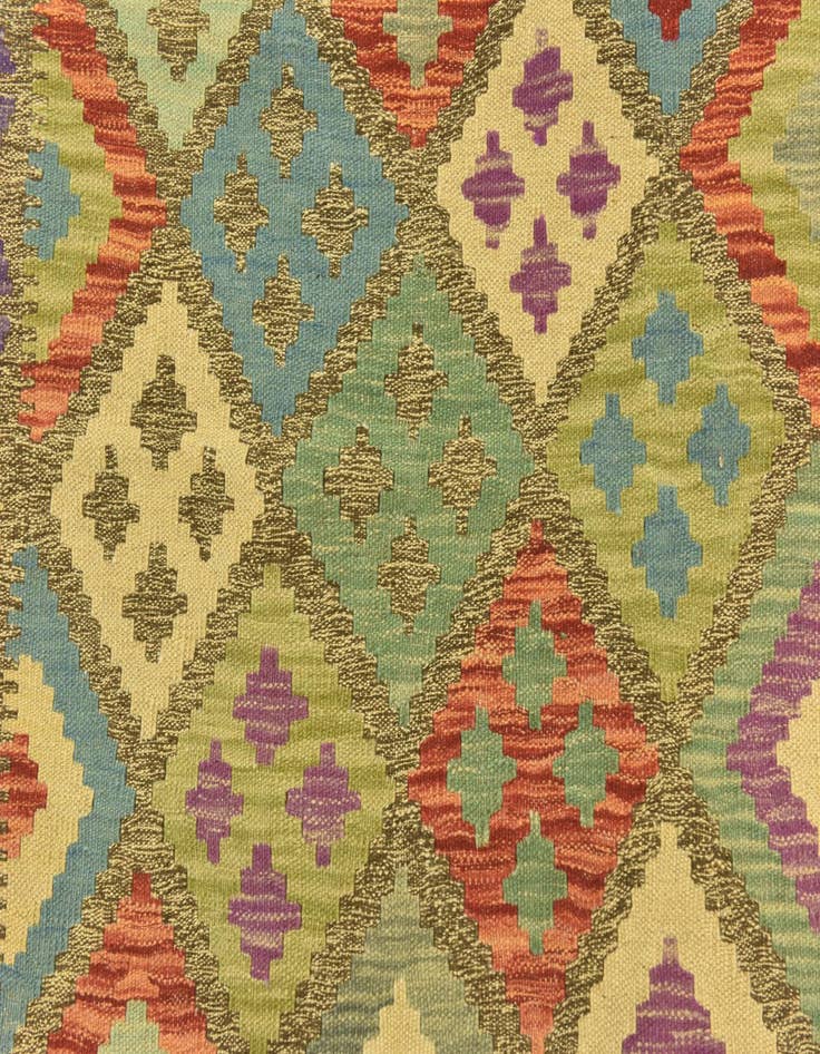 Detail image of  4' x 5' 10  Hand Woven Kilim Maymana Wool Rug