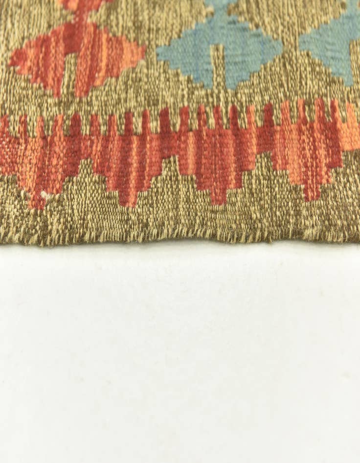 Detail image of  4' x 5' 10  Hand Woven Kilim Maymana Wool Rug