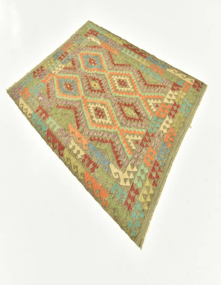 Detail image of  5' 1 x 6' 4  Hand Woven Kilim Maymana Wool Rug