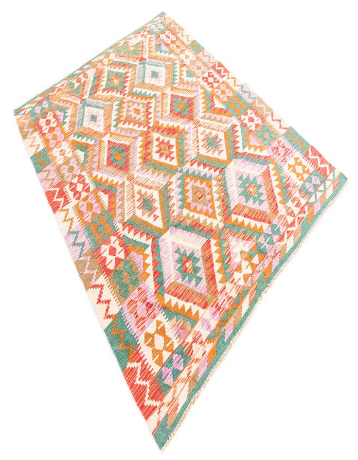 Detail image of 5' 2 x 6' 7 Hand Woven Kilim Maymana Wool Rug