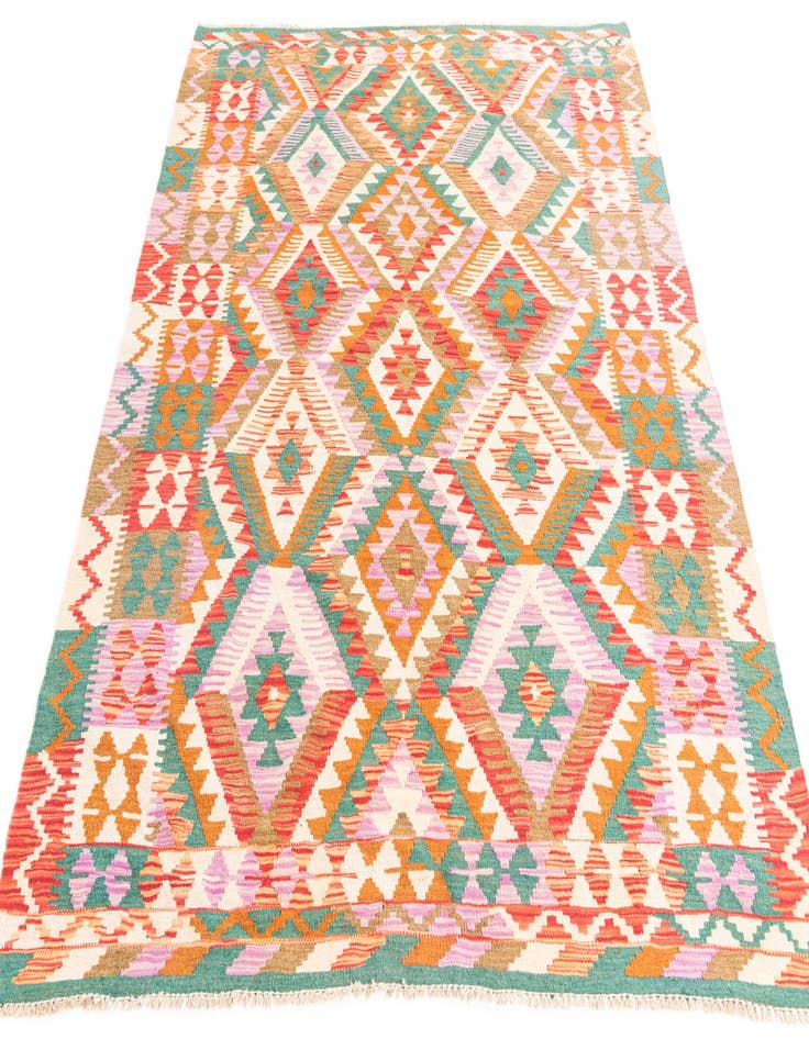 Detail image of 5' 2 x 6' 7 Hand Woven Kilim Maymana Wool Rug