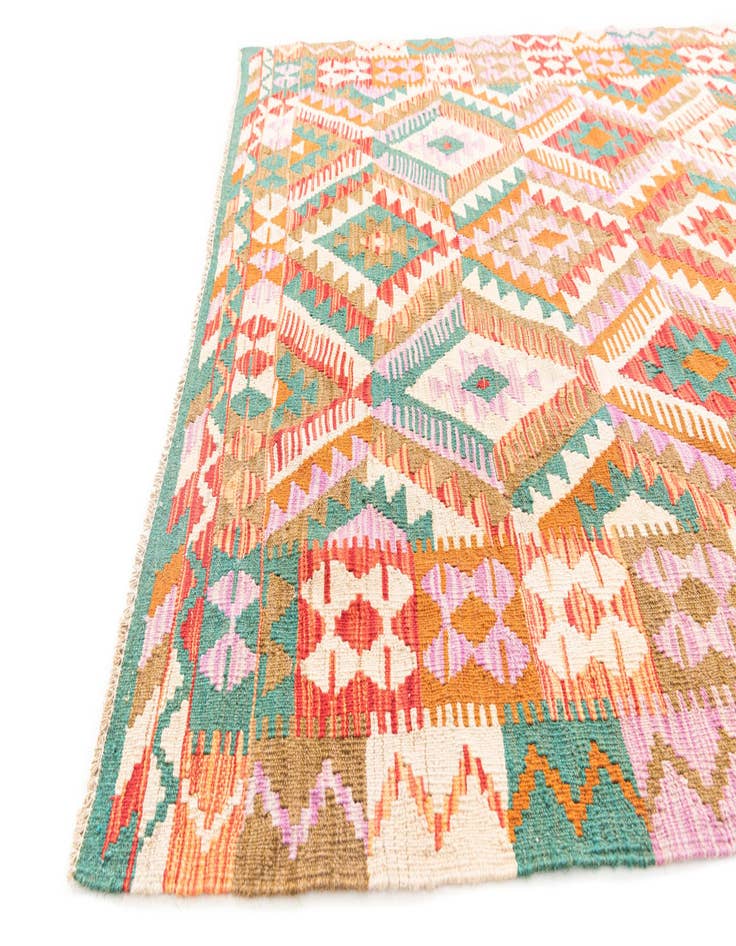 Detail image of 5' 2 x 6' 7 Hand Woven Kilim Maymana Wool Rug