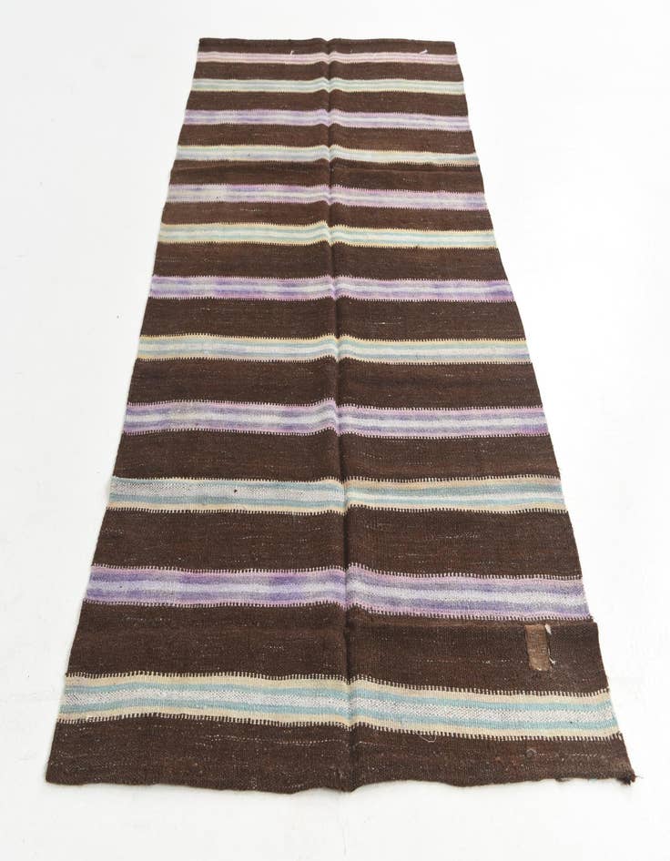 Detail image of  4' 1 x 7' 8  Hand Woven Kilim Maymana Wool Rug