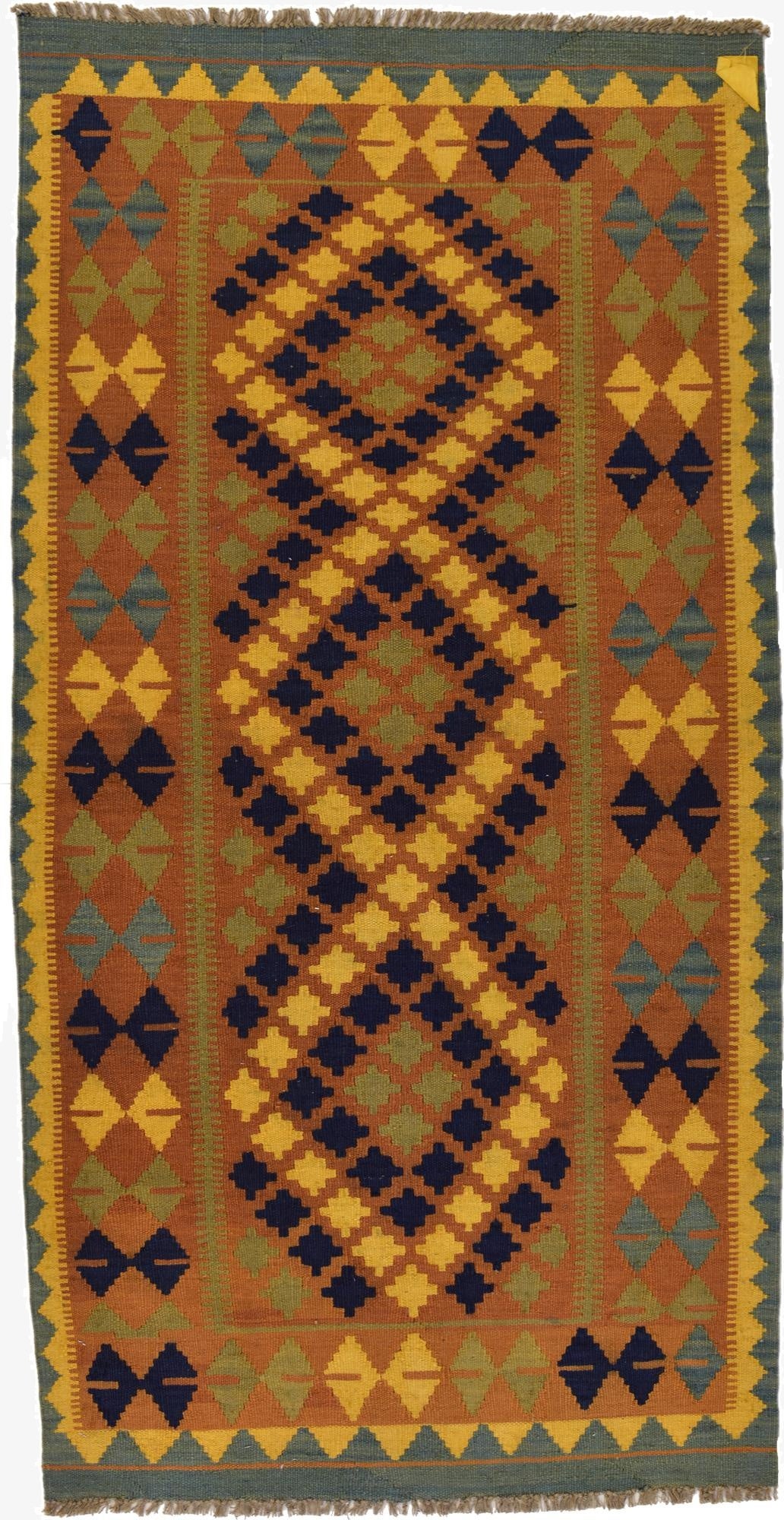  3' 3 x 6' 3  Hand Woven Kilim Maymana Wool Rug
