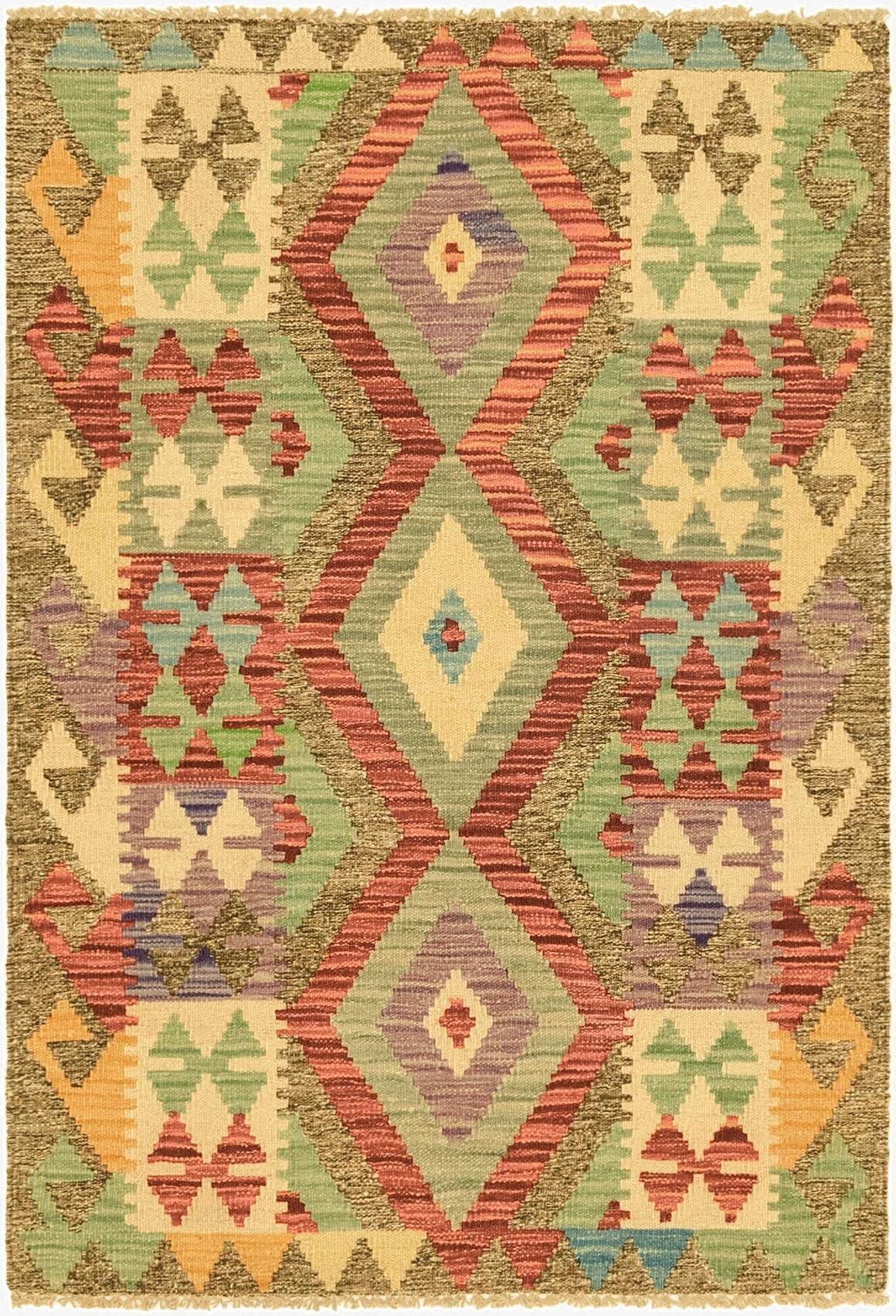  2' 9 x 4'  Hand Woven Kilim Maymana Wool Rug