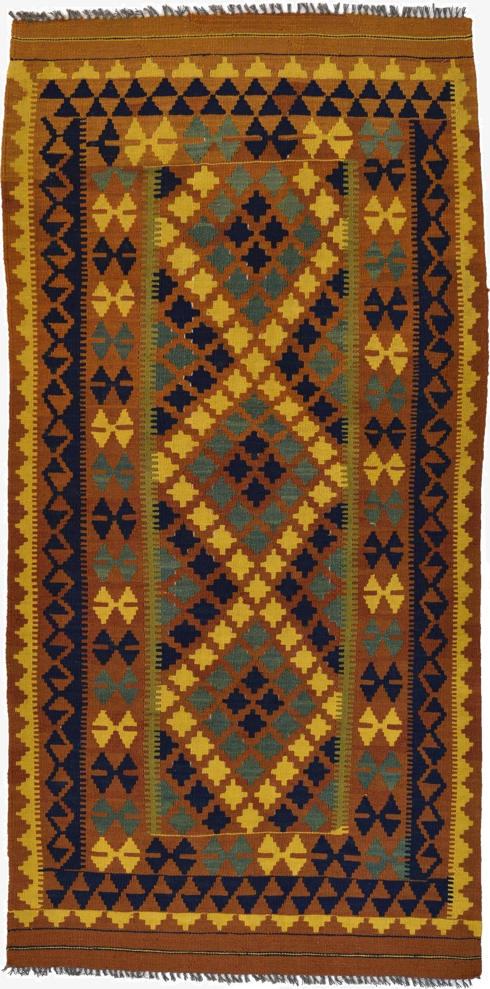  3' 3 x 6' 6  Hand Woven Kilim Maymana Wool Rug