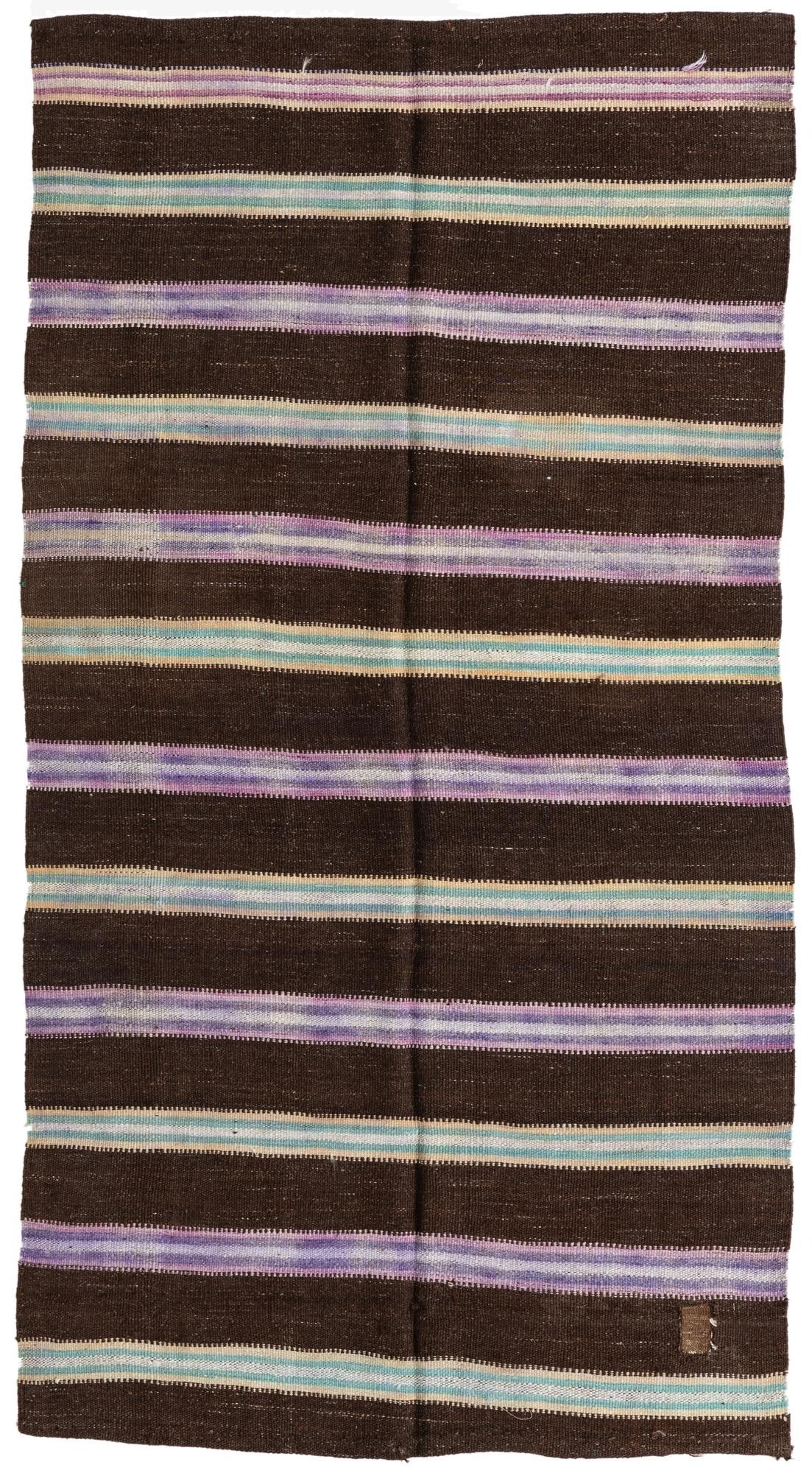 4' 1 x 7' 8  Hand Woven Kilim Maymana Wool Rug