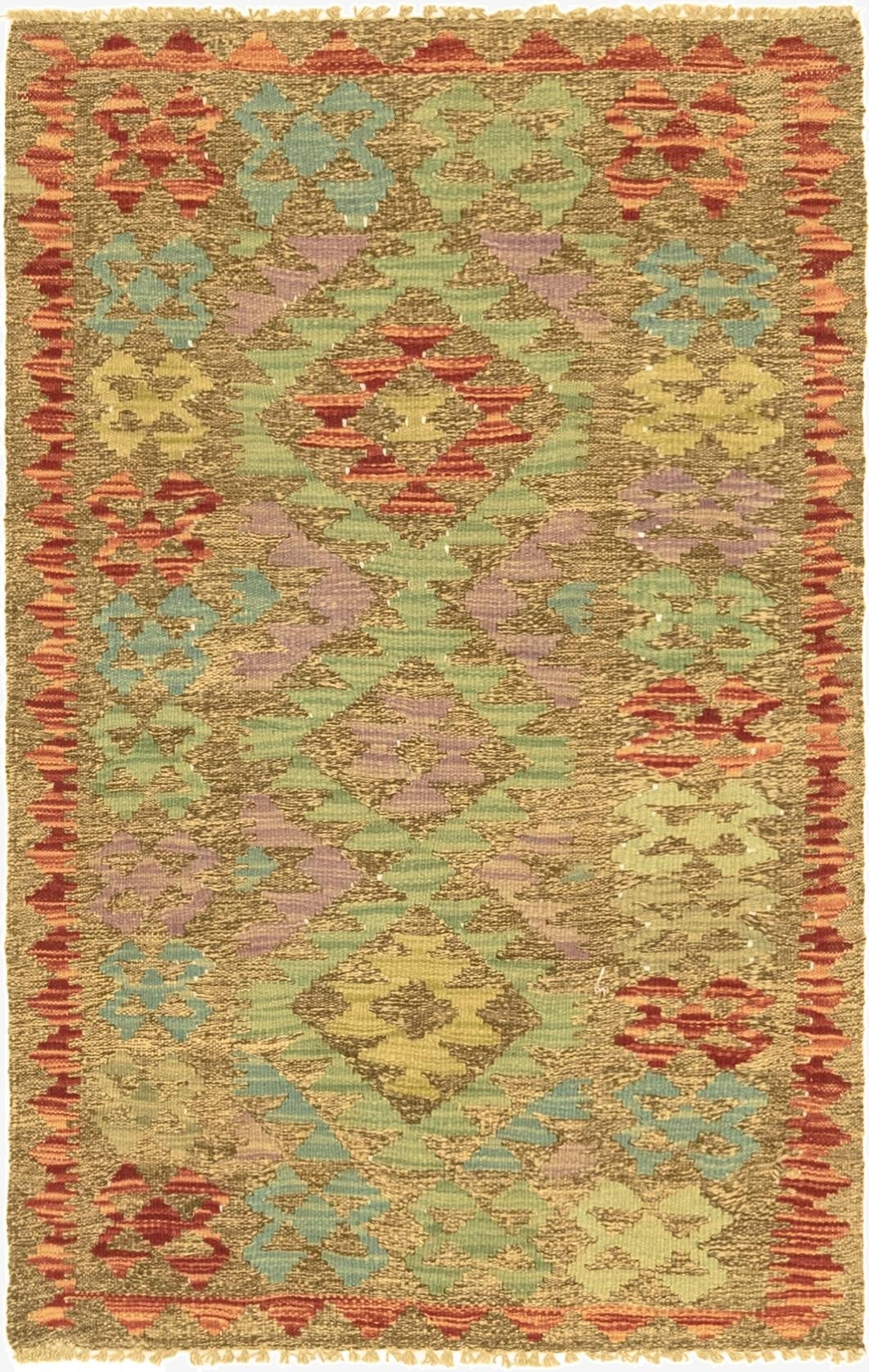  2' 8 x 4' 1  Hand Woven Kilim Maymana Wool Rug