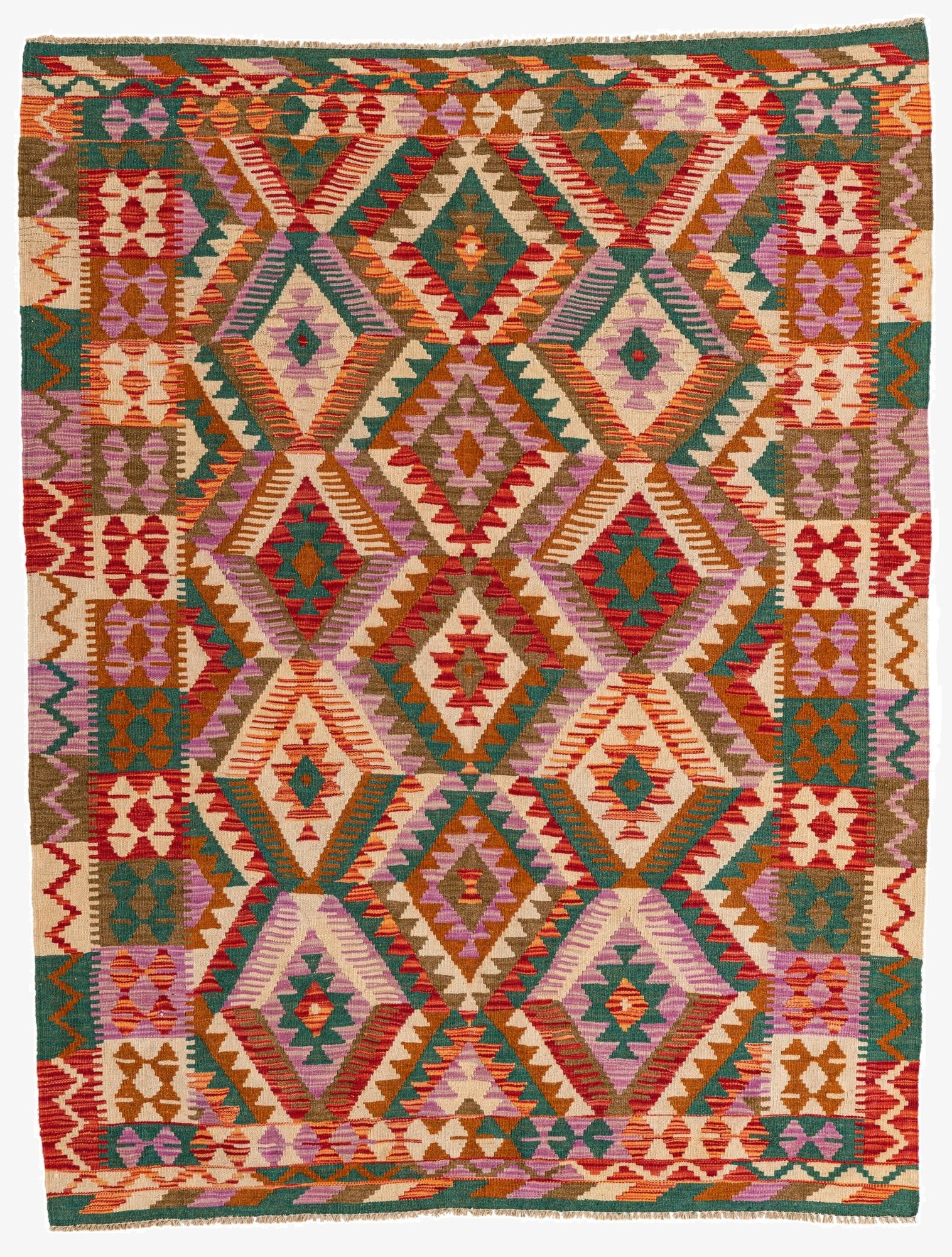 5' 2 x 6' 7  Hand Woven Kilim Maymana Wool Rug