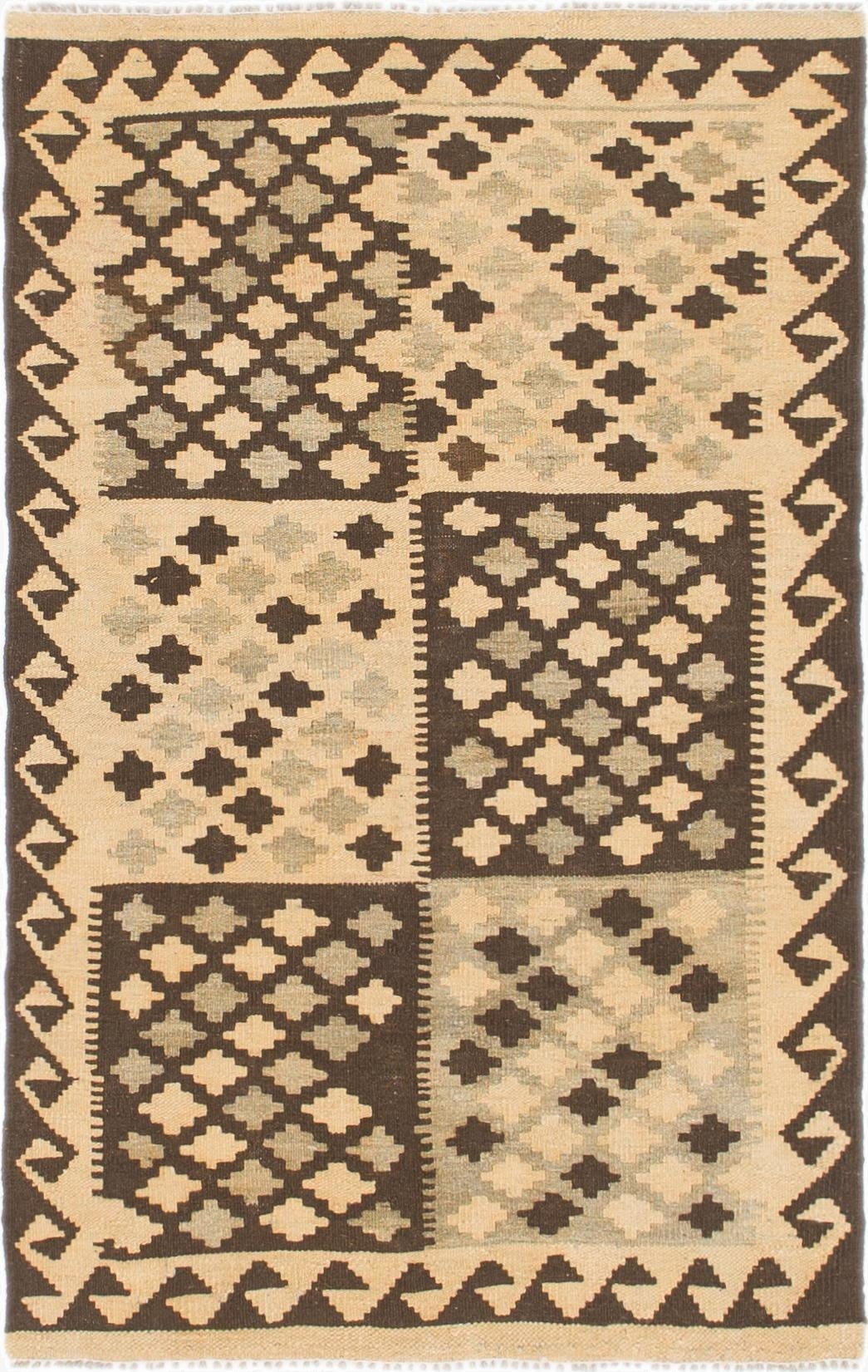  3' 2 x 4' 9  Hand Woven Kilim Maymana Wool Rug