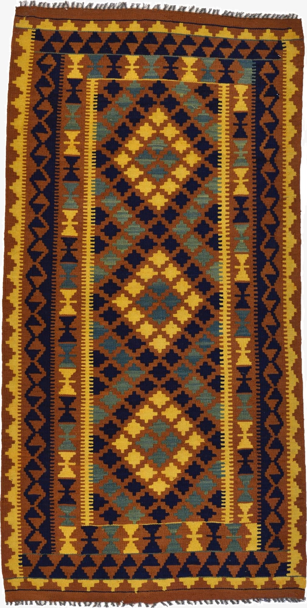  3' 3 x 6' 4  Hand Woven Kilim Maymana Wool Rug