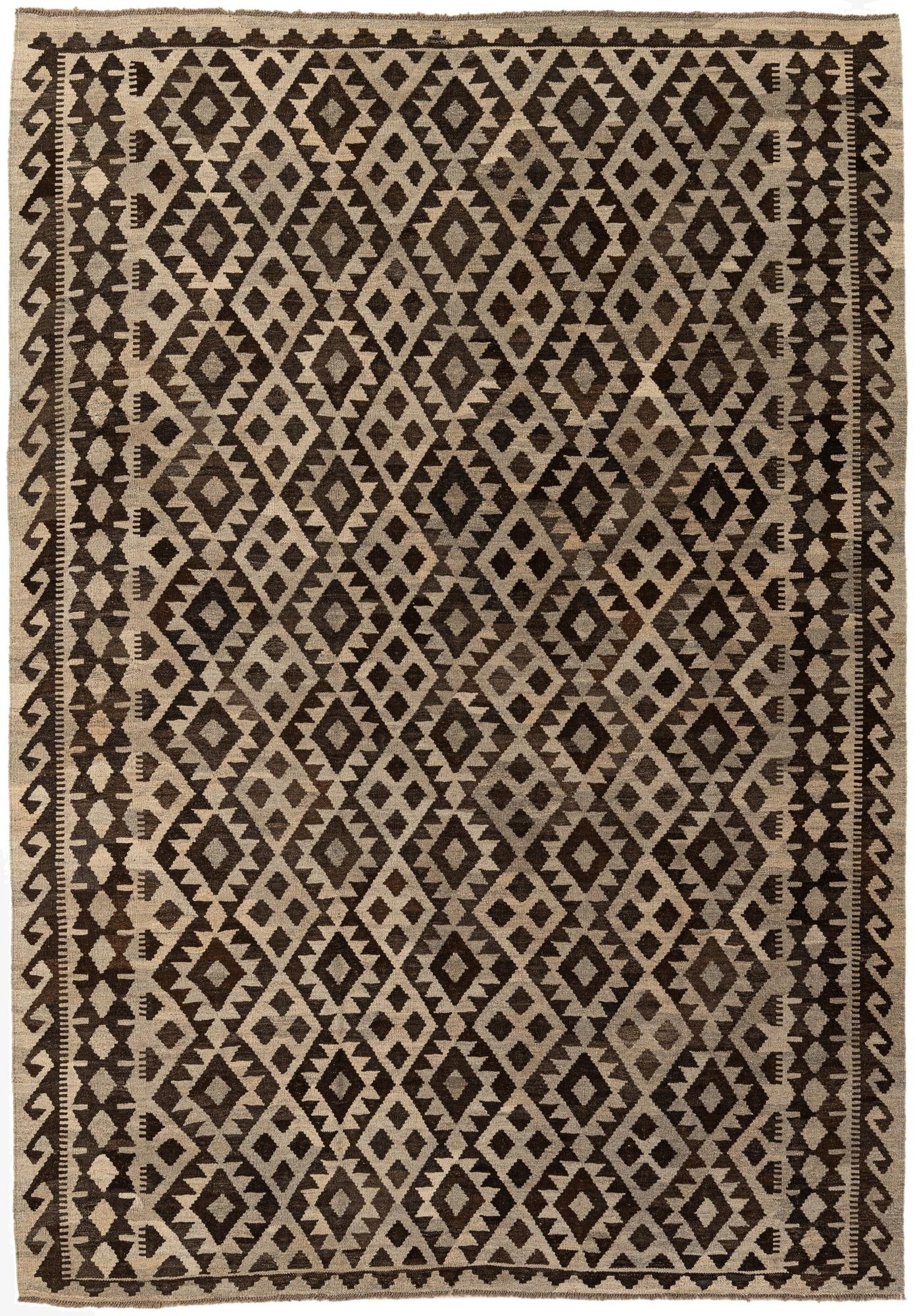  6' 10 x 9' 7  Hand Woven Kilim Maymana Wool Rug