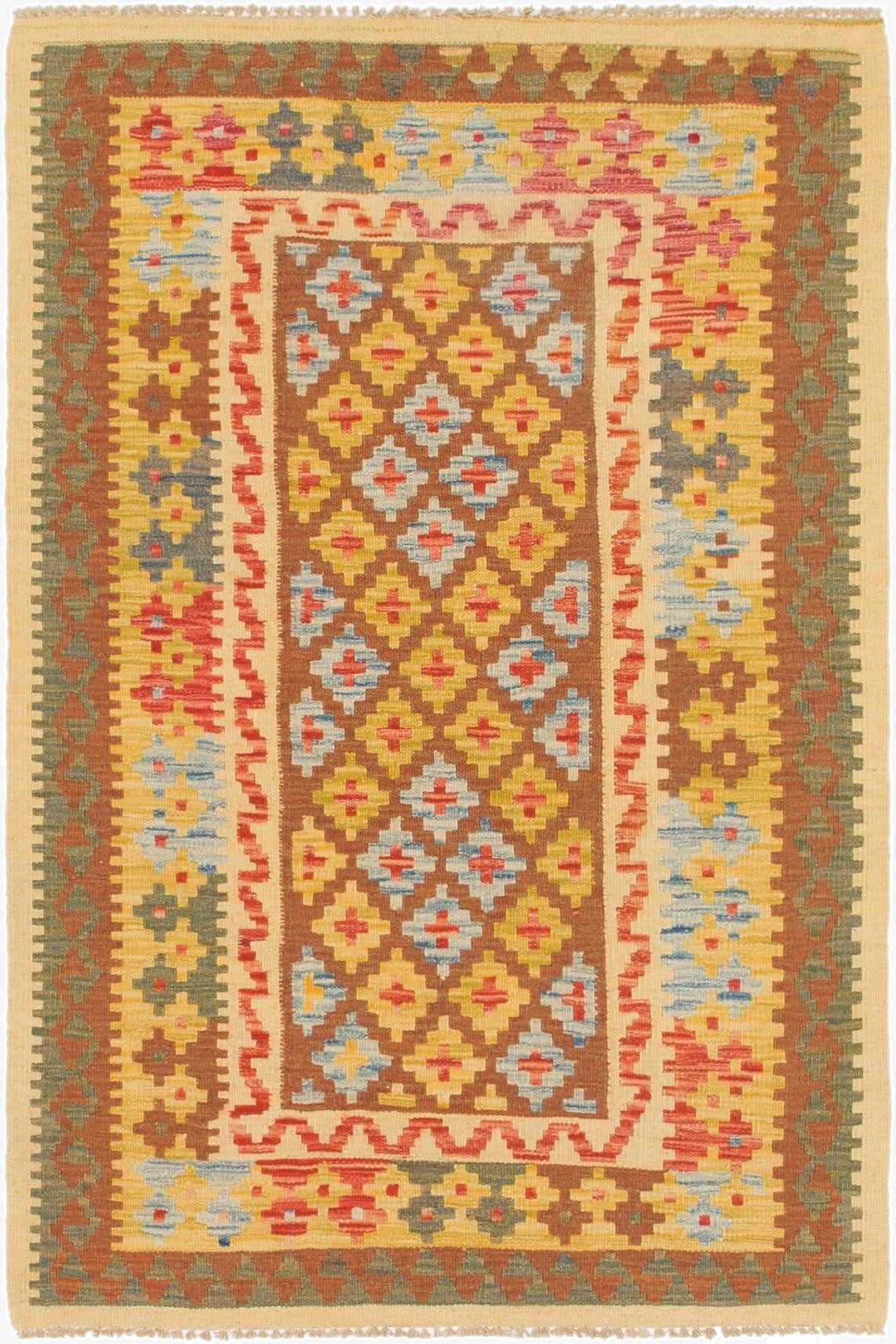 3' 3 x 4' 10  Hand Woven Kilim Maymana Wool Rug