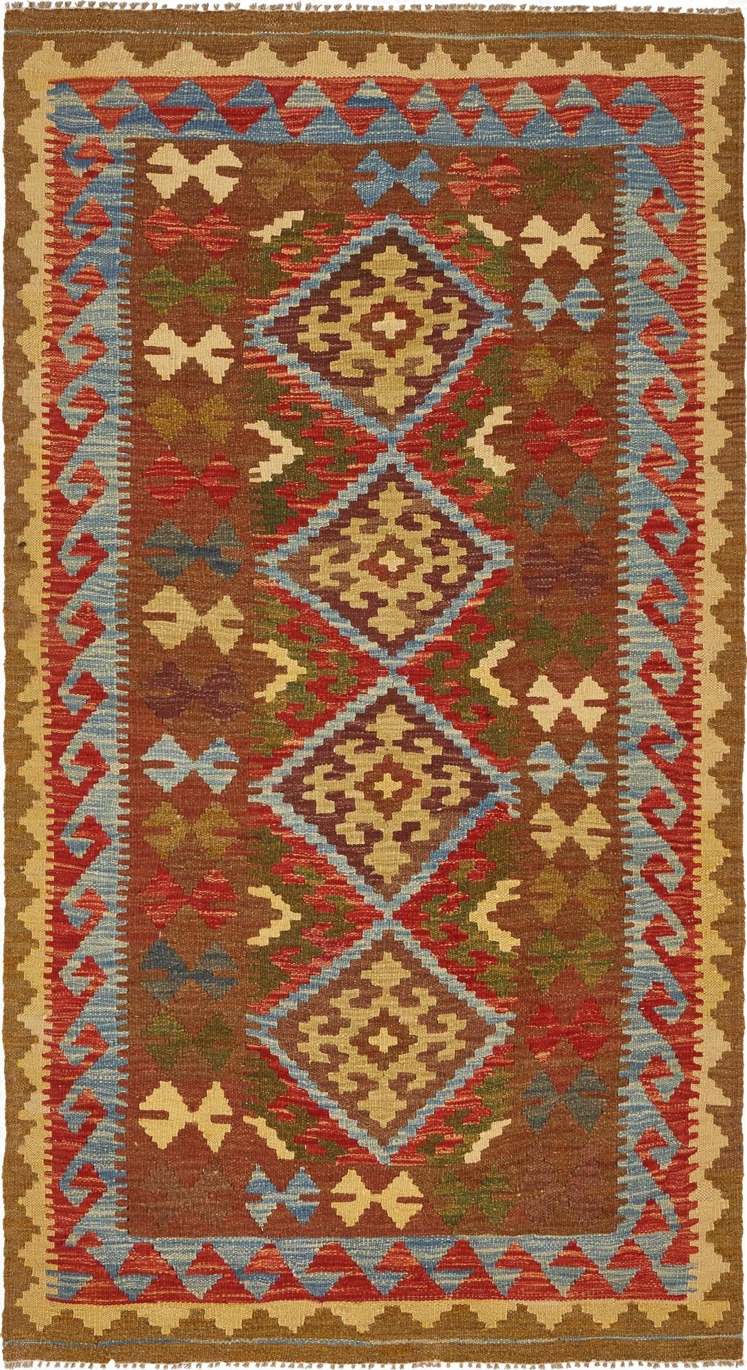  3' 6 x 6' 4  Hand Woven Kilim Maymana Wool Rug