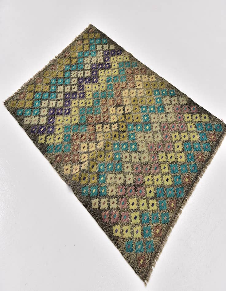 Detail image of  3' 6 x 5'  Hand Woven Kilim Modern Wool Rug