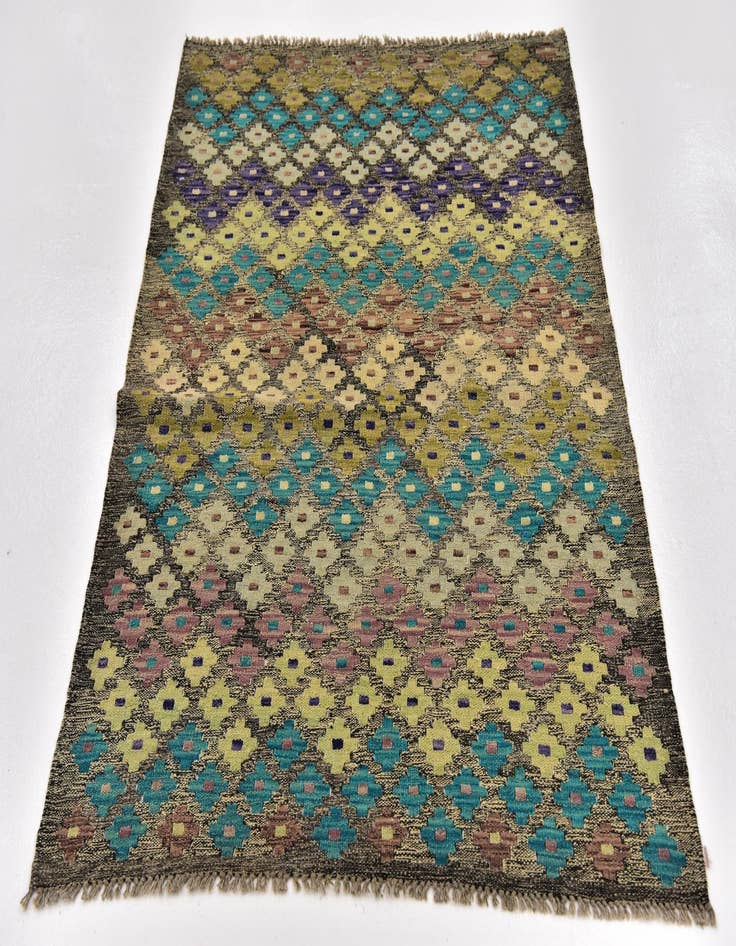 Detail image of  3' 6 x 5'  Hand Woven Kilim Modern Wool Rug