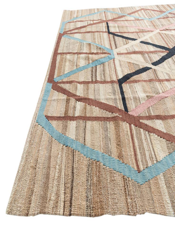 Detail image of  6' x 7' 8  Hand Woven Kilim Modern Wool Rug