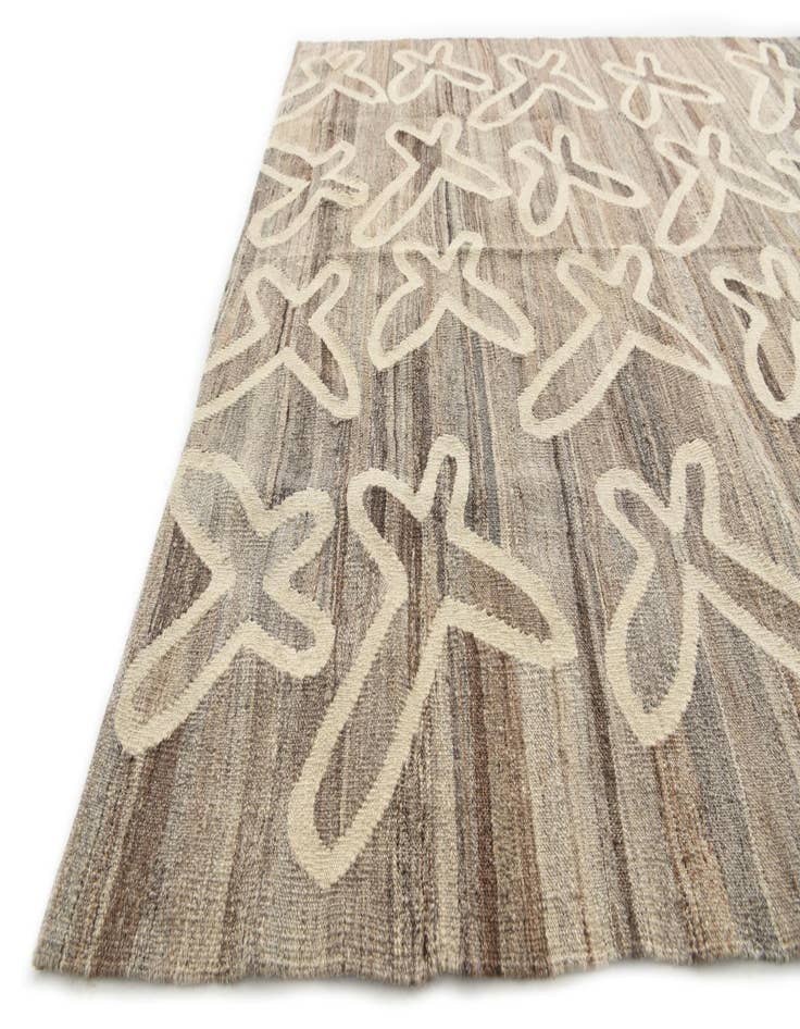 Detail image of  5' 3 x 6' 4  Hand Woven Kilim Modern Wool Rug