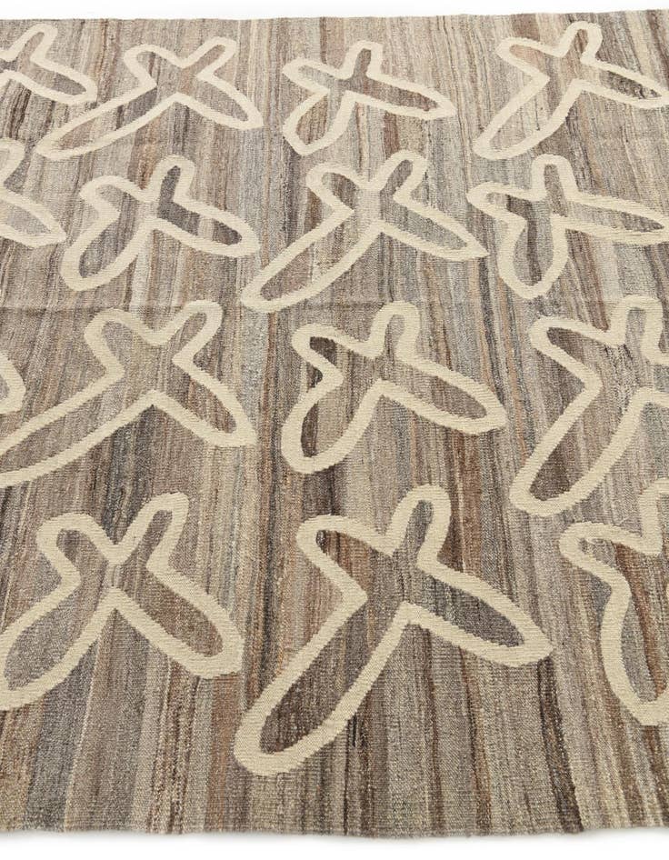 Detail image of  5' 3 x 6' 4  Hand Woven Kilim Modern Wool Rug