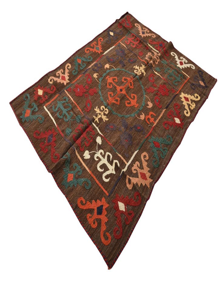 Detail image of  4' 7 x 6' 5  Hand Woven Kilim Modern Wool Rug