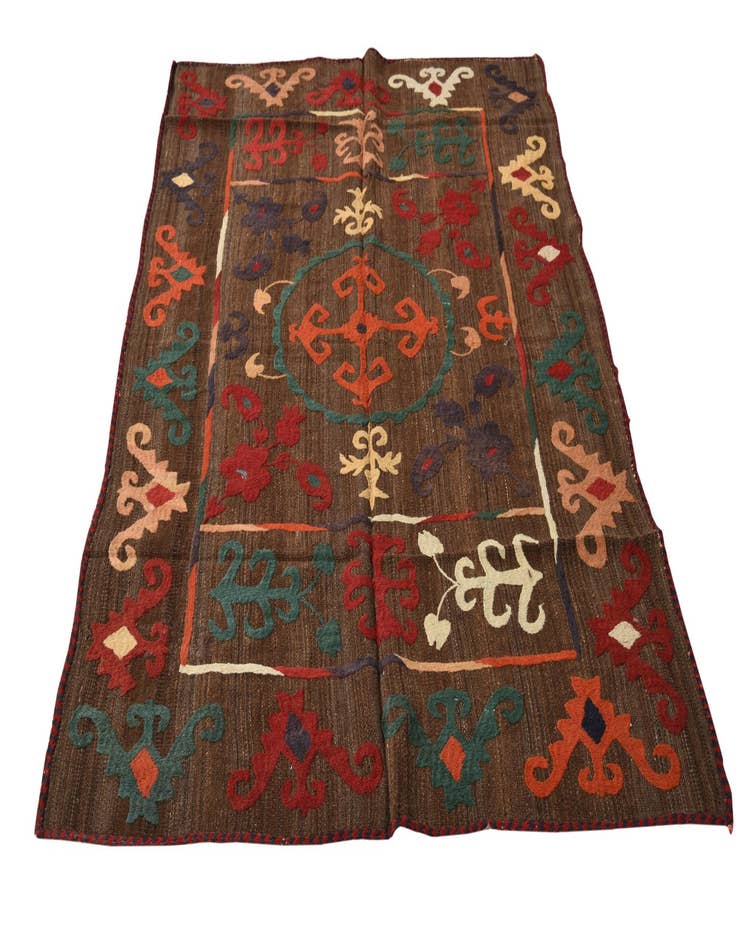 Detail image of  4' 7 x 6' 5  Hand Woven Kilim Modern Wool Rug