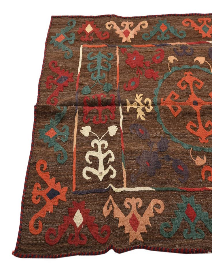 Detail image of  4' 7 x 6' 5  Hand Woven Kilim Modern Wool Rug