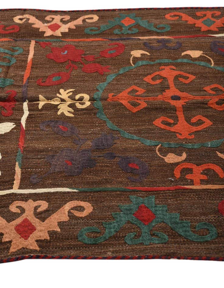 Detail image of  4' 7 x 6' 5  Hand Woven Kilim Modern Wool Rug